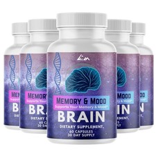 Kapsułki z pamięcią i nastrojem wspierają zdrowie i funkcję mózgu Suplement - 5 butelek
