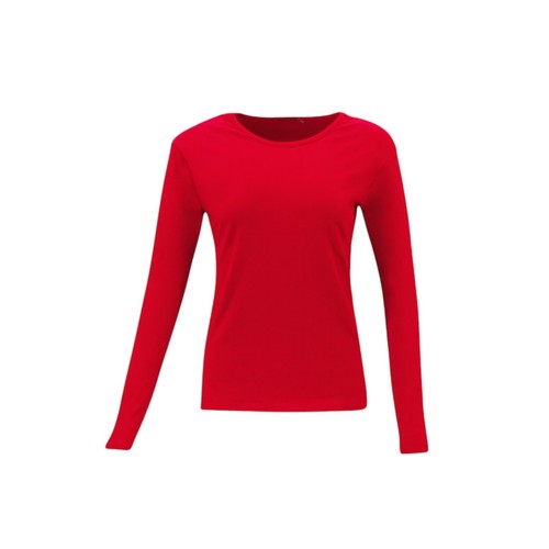 Women's Long Sleeve Top Thick Thermal Fleece Soft Stretch Plain Color T-Shirt - Picture 12 of 32