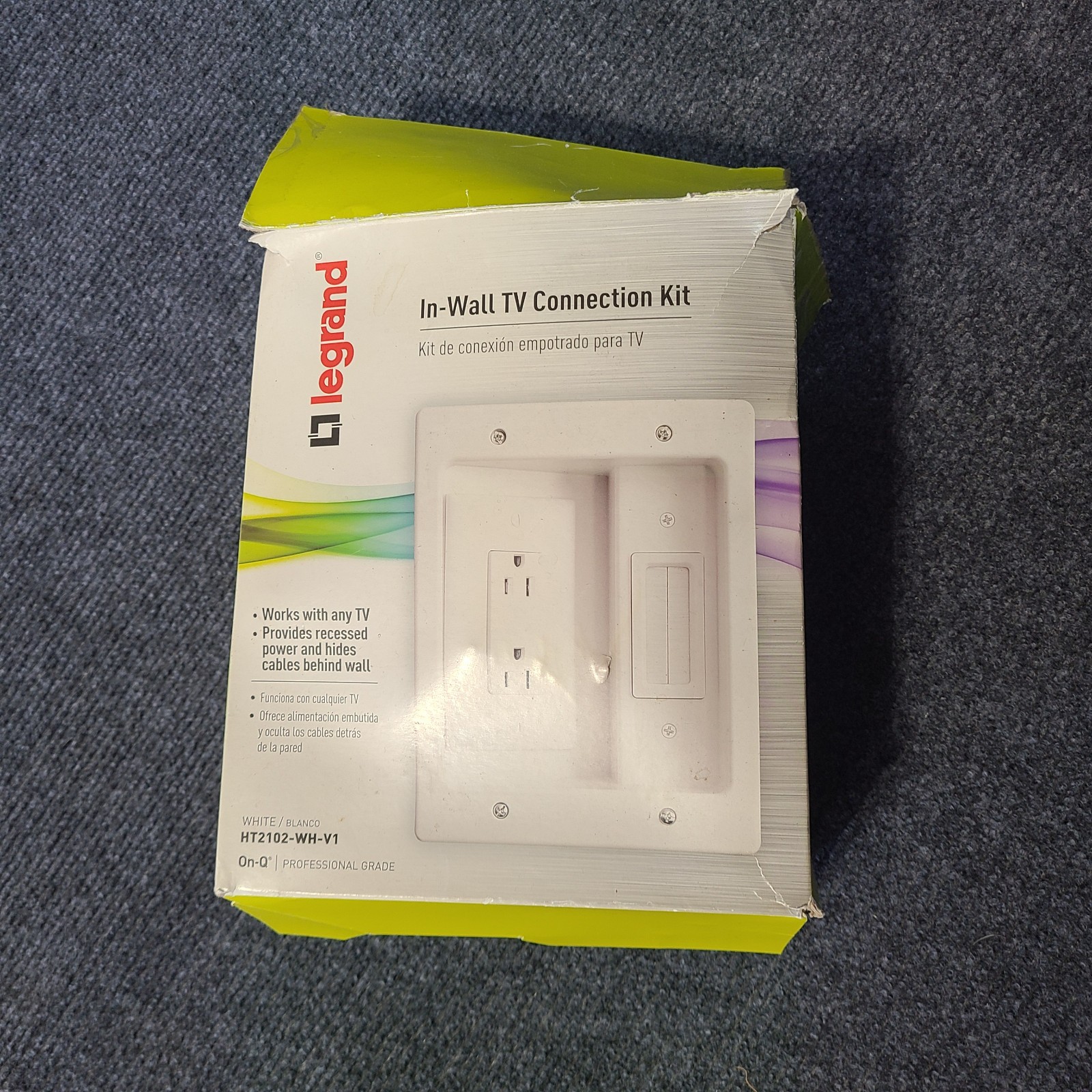 Legrand In-Wall TV Connection Kit HT2102-WH-V1 Recessed Outlet Cable Management
