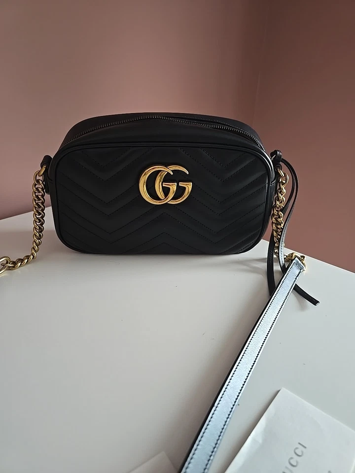 Gucci GG Marmont Quilted Shoulder Bag Small Black Leather, photo 1 of 3