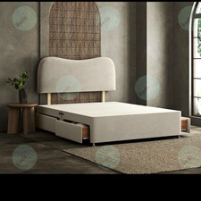 Grey Upholstered Fabric Single Bed Frame with Headboard & 2 Storage Drawers