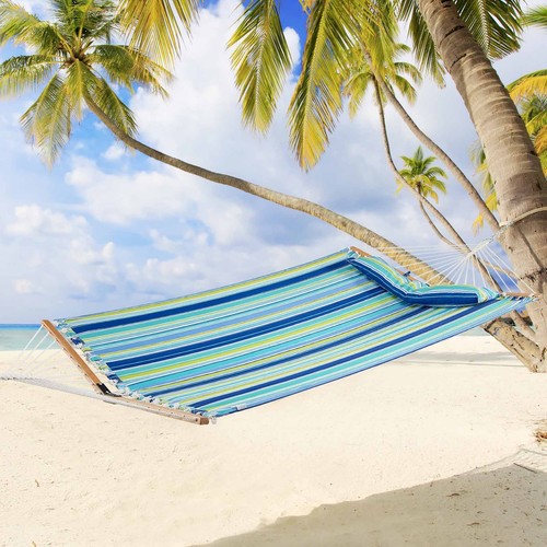 Hamaca portátil Patiojoy con barras esparcidoras y almohada desmontable de secado rápido y - Imagen 4 de 10