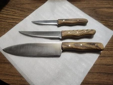 Handforged Kitchen Knife Set w/Bocote Wood Handles. Chef/Boning/Pairing.