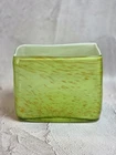Vintage Murano Style Art Glass Vase w/ Green and Orange Swirl 5x6 Rectangular