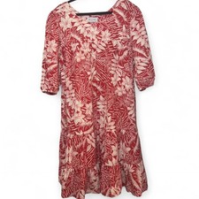 Woman Within Red Tropical Print Muumuu Dress 2X Plus Size Tiered Hawaiian