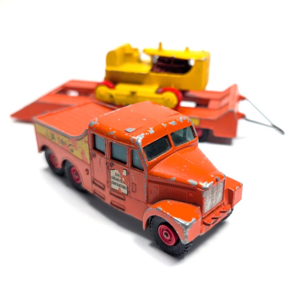 Matchbox Lesney King Size No.8 SCAMMEL 6x6 Tractor with Trailer and Bulldozer - Bild 3 von 4