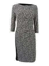 Lauren by Ralph Lauren Women's Geometric Pattern Sheath Dress (0, Black)
