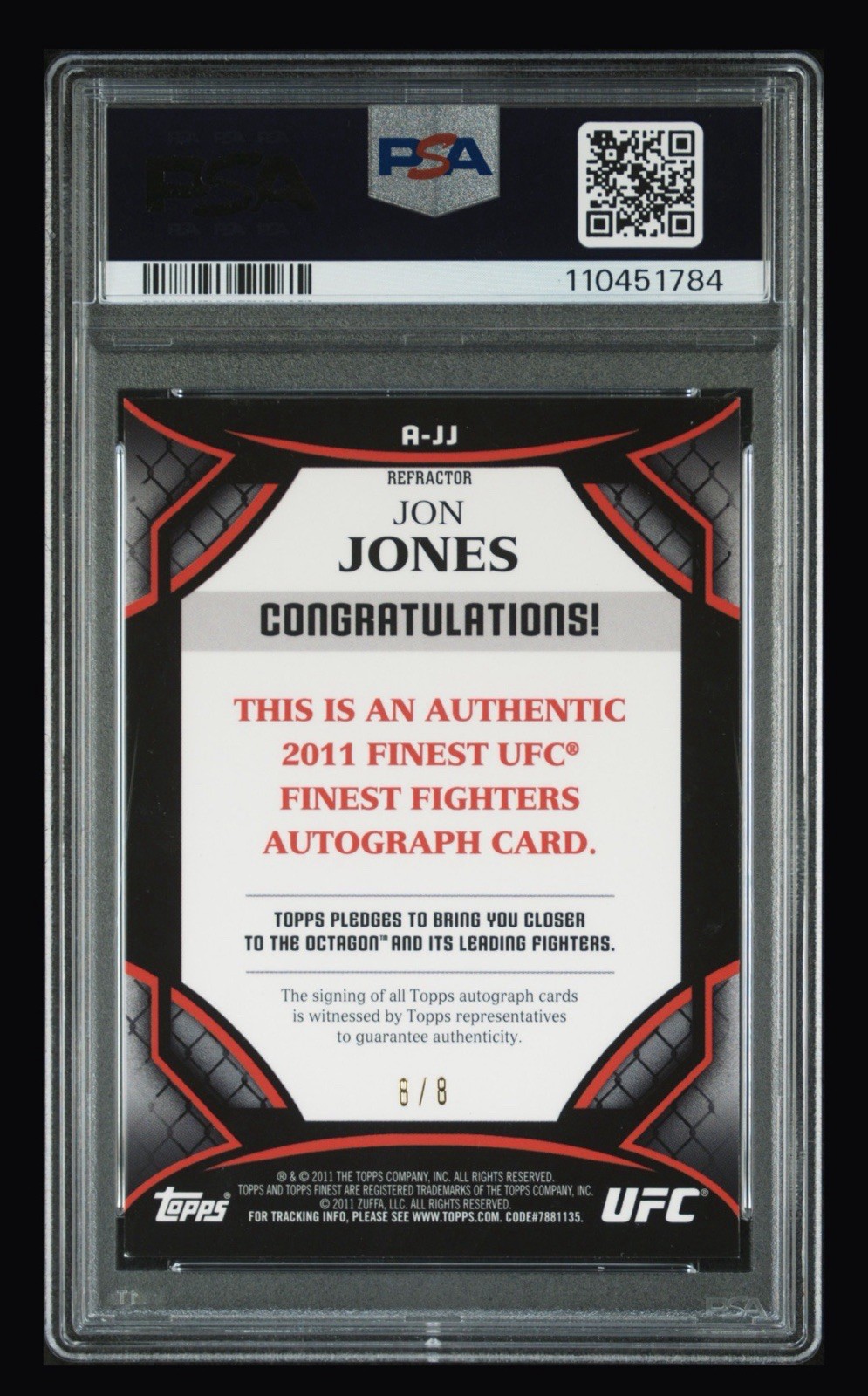 2011 Topps Finest UFC Jon Jones Octa-Fractor Auto /8 On Card PSA Auto 10 view 2