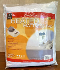 SUNBEAM King Heated Mattress Pad Dual Controls Thermofine NOS Sealed 2006
