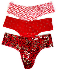Victoria's Secret VS No Show Thong Panties - 3 Pack Bundle - Medium - Red - New