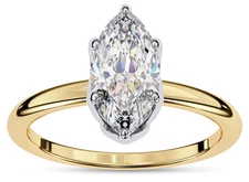 1.15 Ct Marquise & Round Cut Lab Grown Diamond 6 prong Solitaire Ring 14K Gold