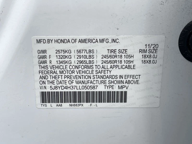 2019-2020 ACURA MDX ENGINE 3.5L V-6 i-VTEC 290HP AT AWD 60K -BASE- 59134 - Image 4 of 4