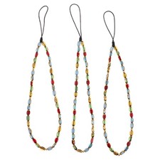 3pcs Beaded Phone Charm Lanyards Cute Cellphone Chain String Wrist Strap