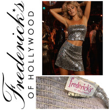 Vintage 1970's Frederick s of Hollywood Sequin 2 pc Set Tube Top Mini Skirt UK