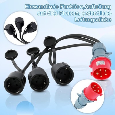 SOLARTRONICS CEE Adapter Starkstrom 16A Stecker auf 3x 230 V Kupplung