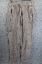 Athleta Retreat Pants Womens Size XS Brown Linen Beach Casual Elastic Waist