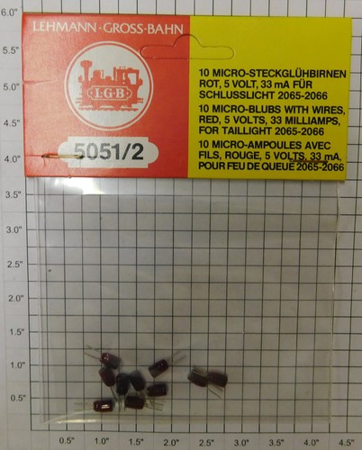 LGB 5051/2 5 Volt Red Micro Light Bulbs (Pack of 10)