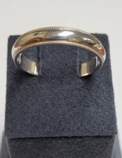 Gents Sterling Silver High Polish Domed Milgrain Beaded Wedding Band By Stuller