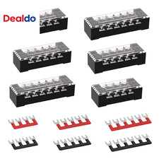 15A Screw Terminal Block 4/5/6 Position Dual Row Covered 600V Pre-Insulated Term