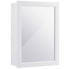Topbuy Bathroom Mirror Cabinet Two Shelves Adjustable Storage Cupboard White