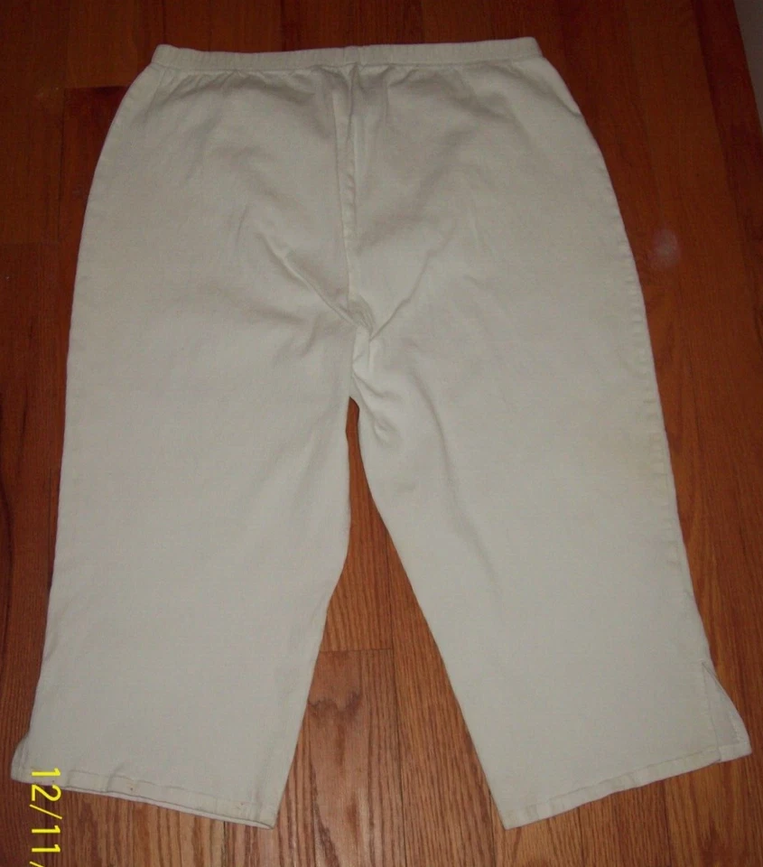 Capris JUST MY SIZE Mujer Off-White Acanalado Cintura Elástica Talla 22W/24W Entrepierna 20.5 Foto 3 de 4