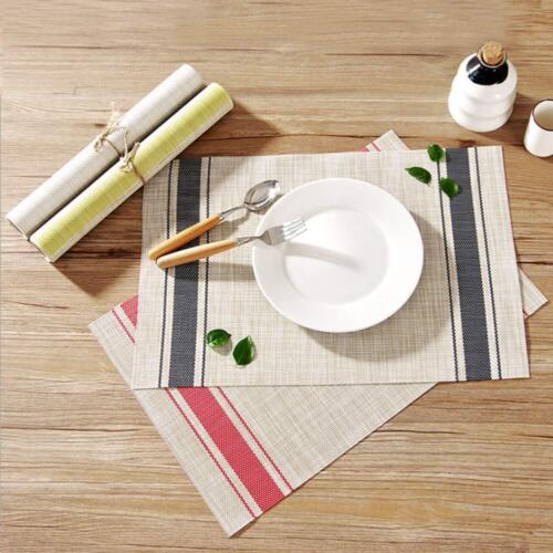Table Mats Set of 6 Crossweave Woven Vinyl Heat Resistant Non-Slip Blue - Picture 4 of 7