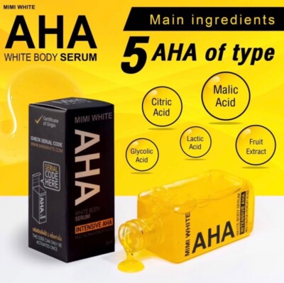 MIMI AHA White Body Serum Intensive Brightening Skin Mix Vitamin MIMI AHA White Body Serum Intensive Brightening Skin Mix Vitamin