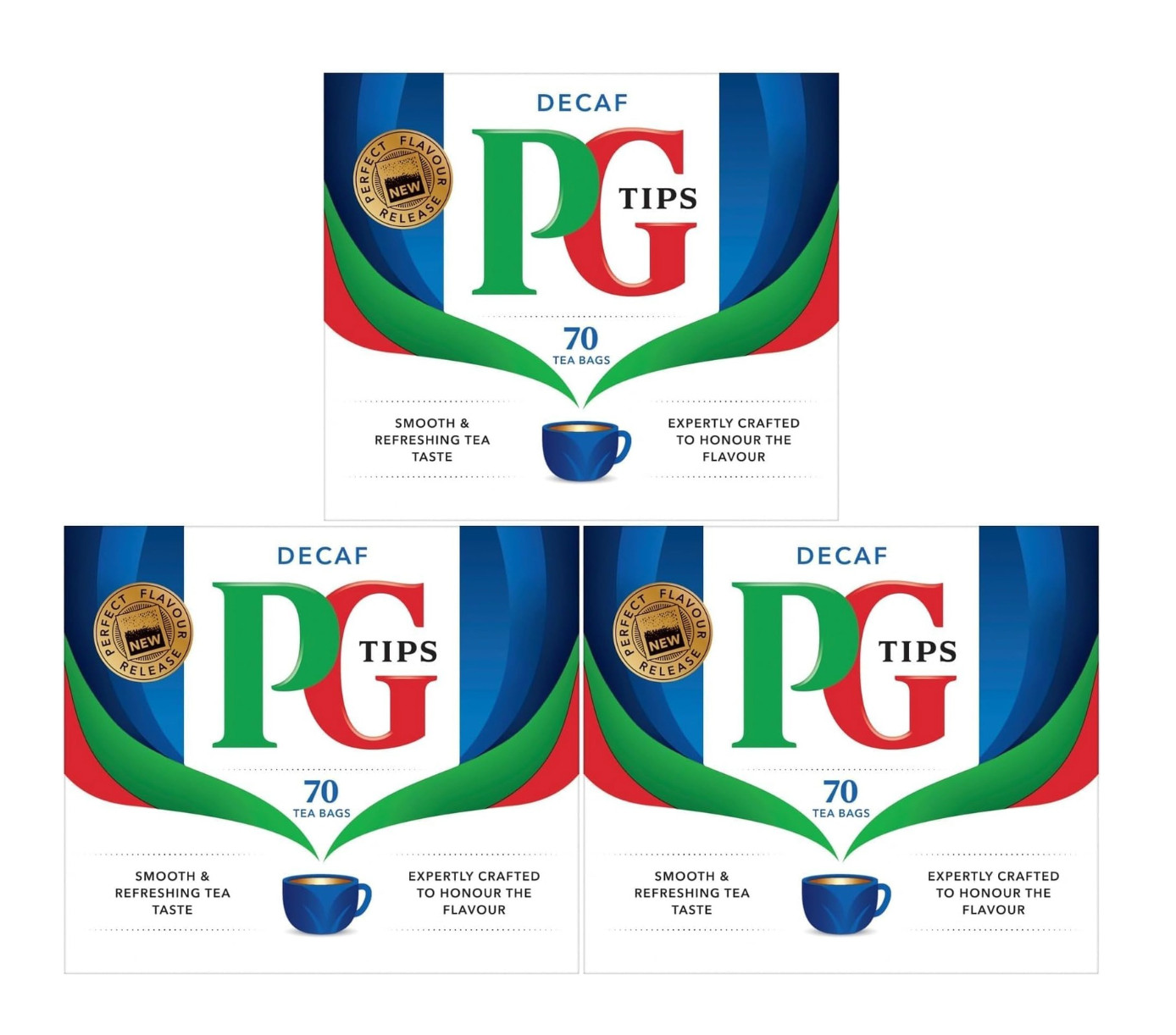PG Tips Decaf Teabags - 3 Packs of 70 Bags (210 Tea Bags)