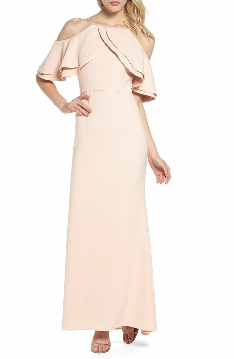 eliza j formal dresses petite Ruffle Bodice Cold Shoulder Gown SZ 6P Pink eliza j dresses nordstrom rack