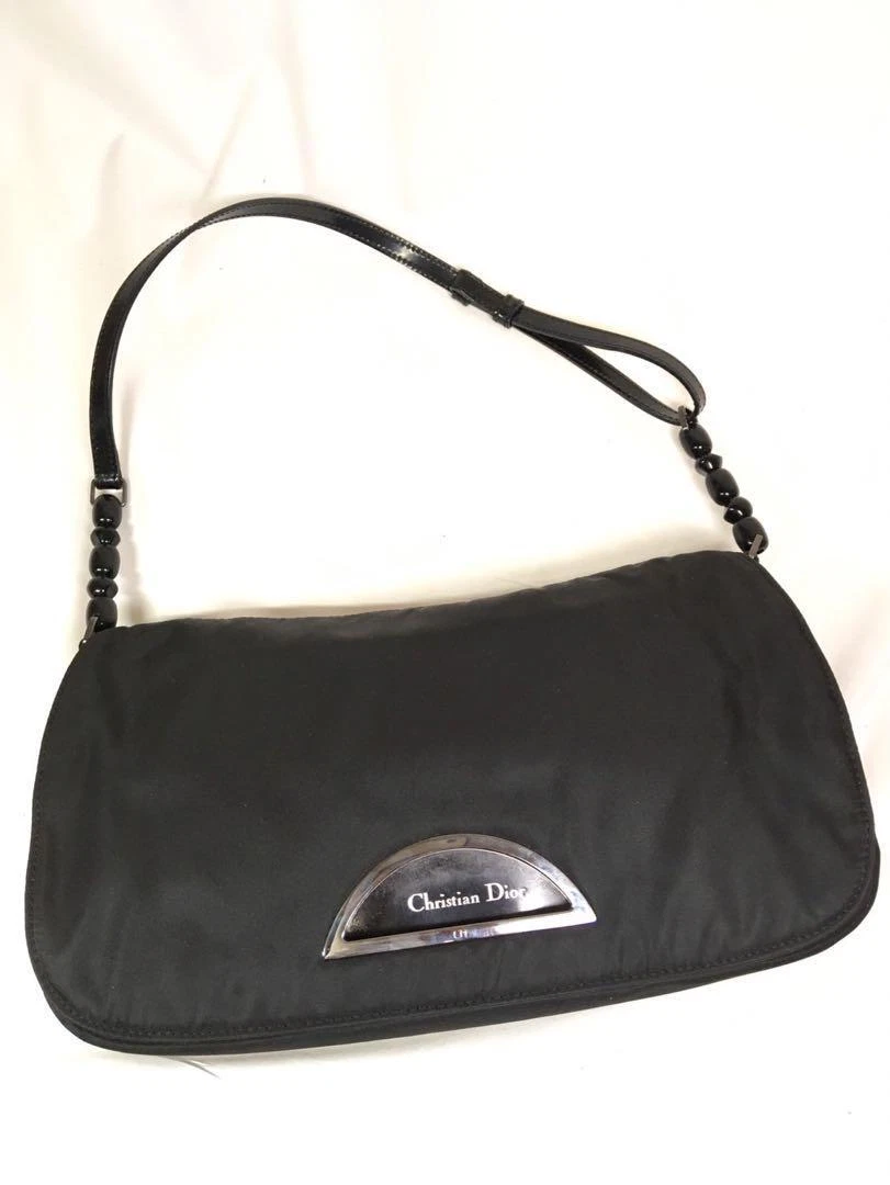 Sac à main bandoulière Christian Dior Maris noir nacré nylon occasion
