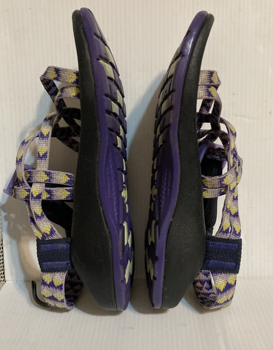 Chacos Purple Yellow ZX/1 EcoTread Rubber Hiking Water Shoes Youth