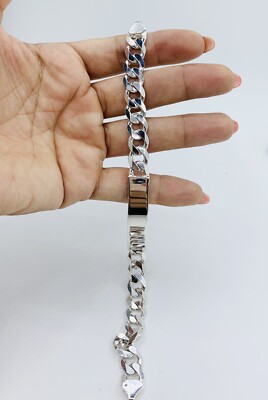MADE IN ITALY SILVER925 ID BRACELET/シルバー 925 Sterling Silver Italian ID Bracelet Cuban curb and