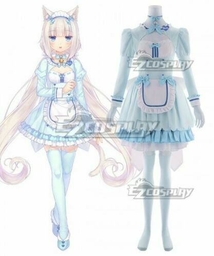 Nekopara Vol. 4 Vanilla Maid Lolita Dress Cute Cat Blue Dress Cosplay  Costume & | eBay