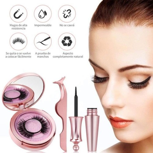 Faux Cils Magnétique Eyeliner Kit 3D Réutilisables sans Colle 5 paires Faux cils - Picture 2 of 4
