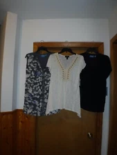 Short Sleeve Tops size MD,XS,Simply Vera Wang,AB Studio,Black,Oatmeal,Beige Grey