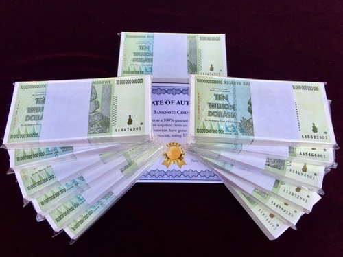 10X PCS AUTHENTIC ZIMBABWE ZIM 10 TRILLION AA 2008 UNC CERTIFICATE COA UV PASSED - 第 4/12 張圖片