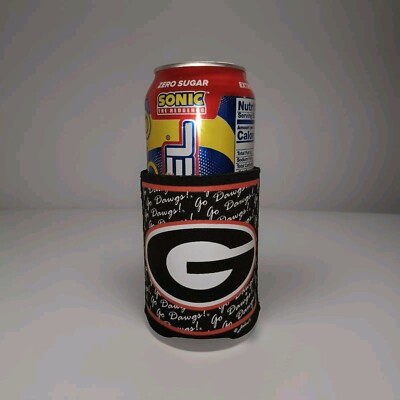 ''Go Dawgs!'' Coozie Drink Cooler - GA Bulldogs NCAA College Football Memorabilia 