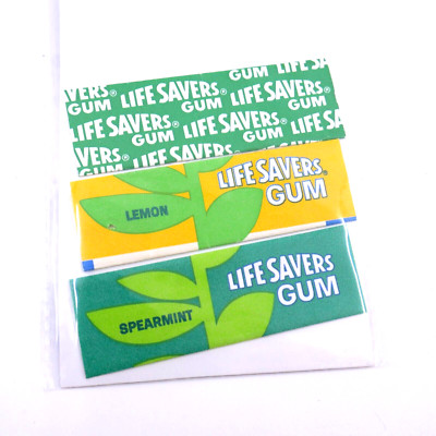 VINTAGE LIFE SAVERS CHEWING GUM WRAPPER LOT OF 3 LEMON SPEARMINT LIFESAVERS