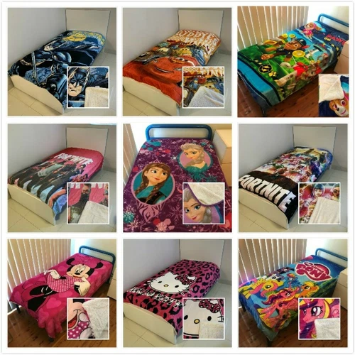 Double Layer Thick Winter Sherpa Faux Lambswool Mink Blanket (Character Print) - Picture 1 of 20