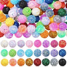 80 Pcs 20mm Chunk Bubblegum Beads for Pens, Colorful Small, Multicolor