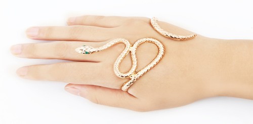 Punk Snake Crystal Hand Palm Bracelet Bangle Cuff Ring Jewelry Fancy Fashion - Picture 2 of 10