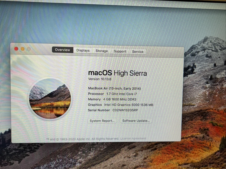 Apple MacBook Air 13" 2014 i7 1.7GHz 4GB RAM 256GB SSD MF068LL/A BTO MID-2014 #2 - Image 2 of 4