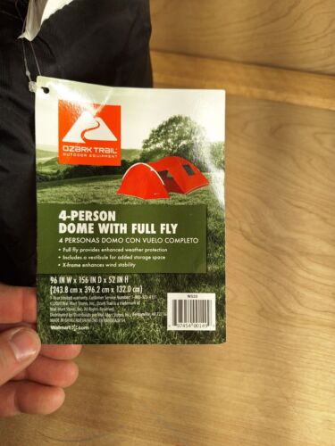 Ozark Trail W533 4-Person Dome Tent with Vestibule and Full Coverage Fly - Red