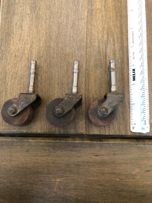 3 Vintage Antique Wooden Wheels Casters Furniture Washstand 3 Vintage Antique Wooden Wheels Casters