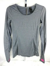 MPG Athletic Womens Running Pullover Top Size XS Gray Pink Thumbholes