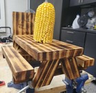 Handmade Squirrel Picnic Table w/Torched Finish and Starter Cob, Waterproofed
