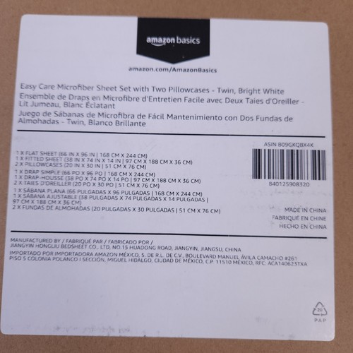 New Bright White 3 Piece Sheet Set Size Twin (Fitted, Flat, 2 Pillowcases) - Picture 3 of 4