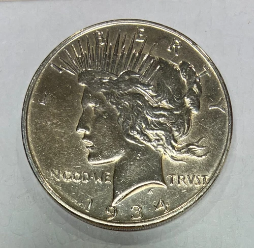 1934-D Silver Peace Dollar, AU Details, Polished, Semi-Key Date!