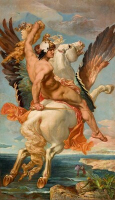 leinwand bilder mythologie pegasus und persus 30x45cm