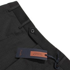 Zanella NWT Dress Pants Size 33 US Todd In Solid Charcoal Gray Wool Blend